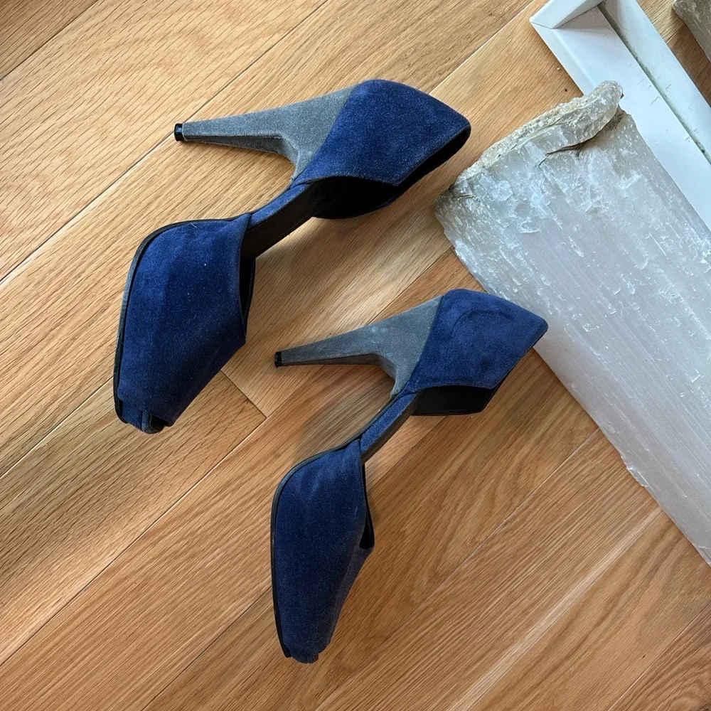 Acne Studios Blue and Grey Suede d’Orsay Pumps, size 8, GUC - Picture 6 of 9